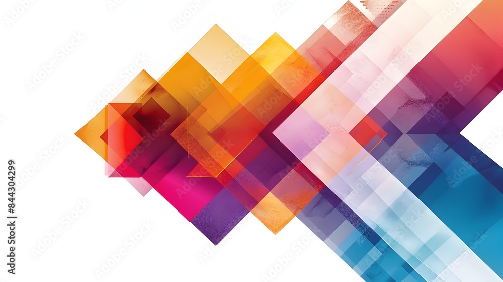 Vibrant Diagonal Arrow Blend with Overlapping Hues on White Background Vibrant Diagonal Arrow Blend with Overlapping Hues on White Background
