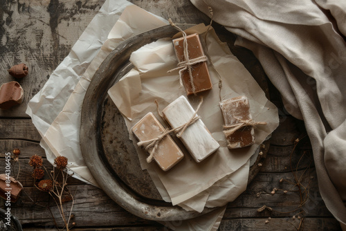 A platter of rustic candies tied with string © Alex