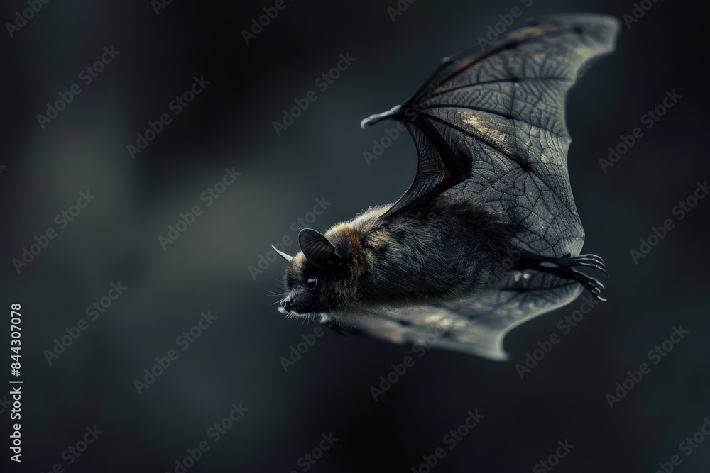 Obraz premium A bat poet exploring the depths of darkness and the beauty of echolocation. 