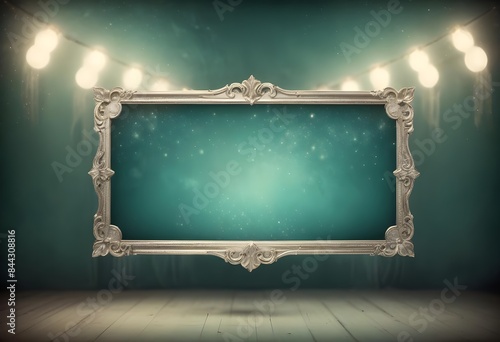 Green frame background glitter bokeh copy space abstract backdrop, banner poster header design