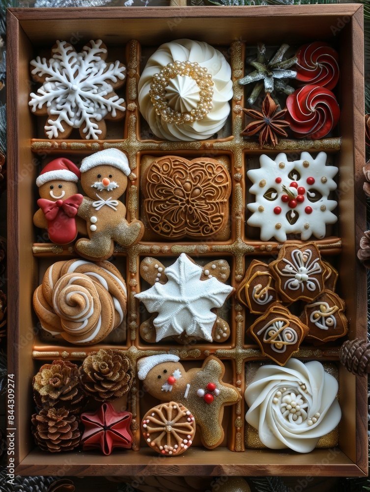 a beautifully decorated box of christmas cookies a beautifully decorated box of christmas cookies
