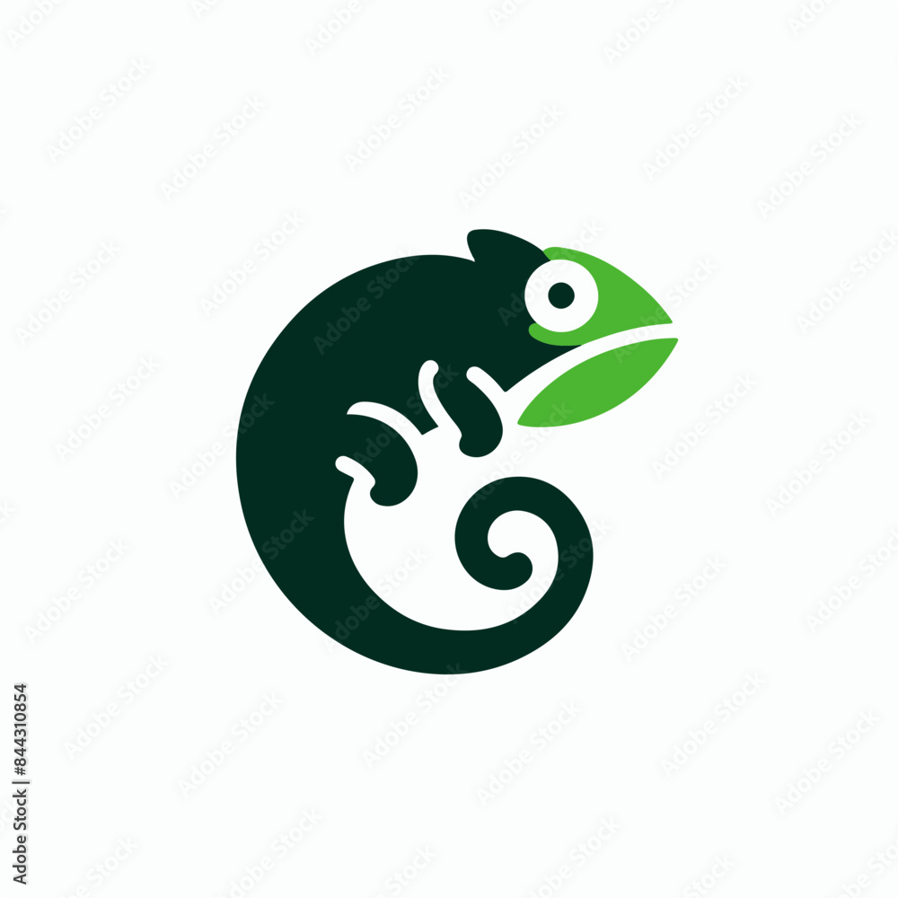 Fototapeta premium chameleon as icon logo, isolated on background
