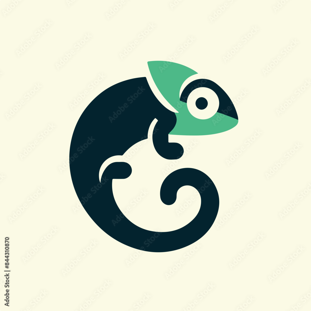 Fotografie chameleon as icon logo, isolated on background