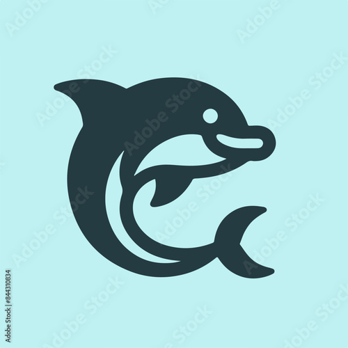 dolphine fish as a simple icon logo illustration, isolated on background photo