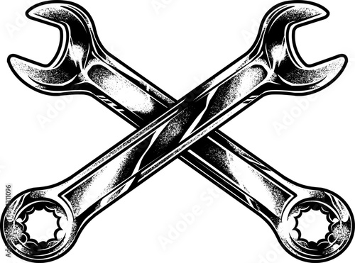 Crossed wrench handrawing vector graphic good for your logo