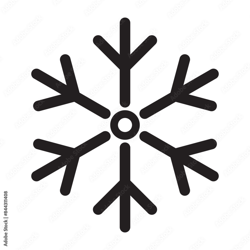simple flat icon of snowflake isolated on white background. Flat snow ornament icon, silhouette. simple flat icon of snowflake isolated on white background. Flat snow ornament icon, silhouette.