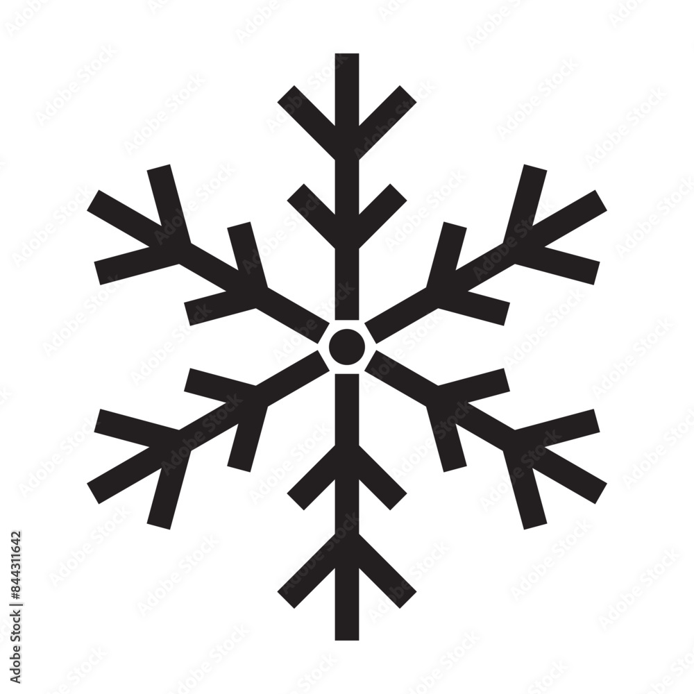 simple flat icon of snowflake isolated on white background. Flat snow ornament icon, silhouette. simple flat icon of snowflake isolated on white background. Flat snow ornament icon, silhouette.