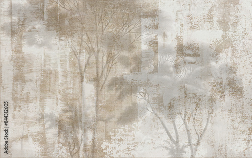 Εκτύπωση καμβά Abstract hand drawn nostalgic forest landscape art wallpaper.