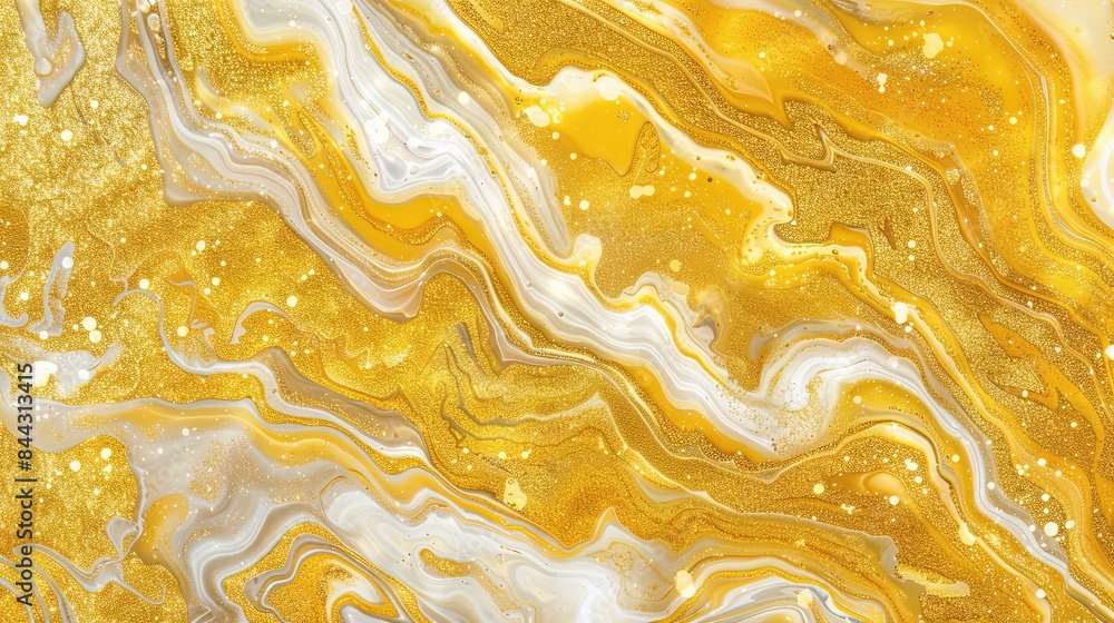 Fototapeta premium Gold White Layered Background Glitters Sparkles Shimmering Geode Mineral Stone Crystals Crystallized Natural Materials Abstract Wallpaper Template Subtle Patterns Beautiful Gradient Illustration 16:9