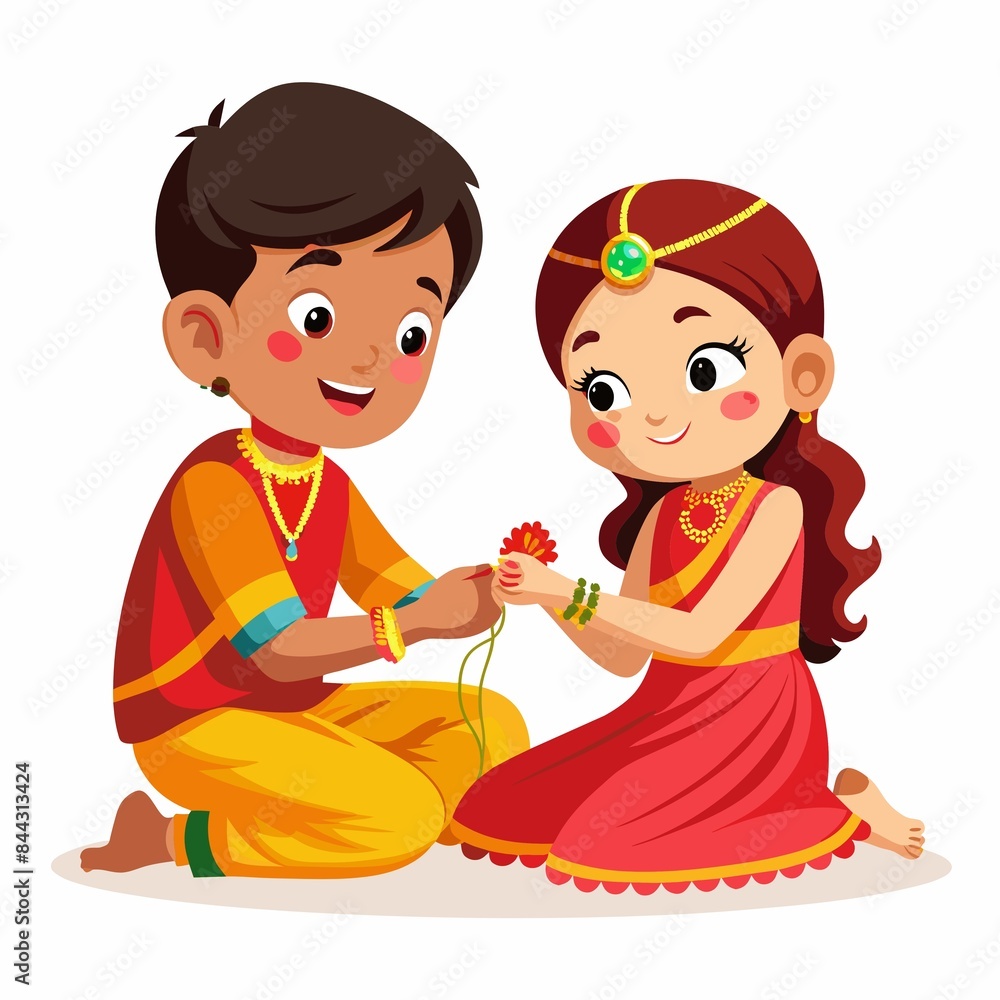Raksha bandhan illustration of brother and sister Raksha bandhan illustration of brother and sister
