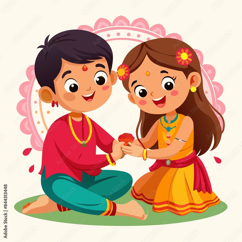 Raksha bandhan illustration of brother and sister Raksha bandhan illustration of brother and sister