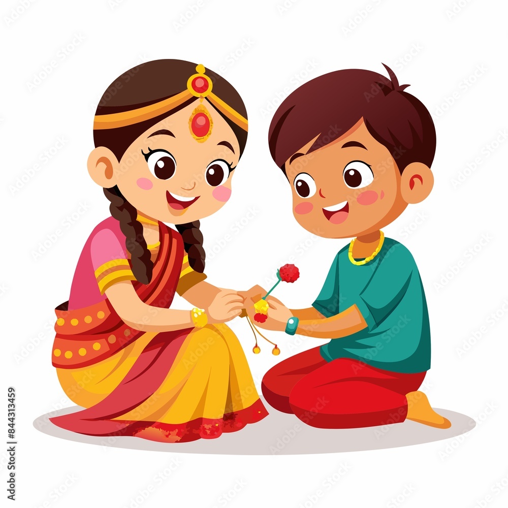 Raksha bandhan illustration of brother and sister Raksha bandhan illustration of brother and sister