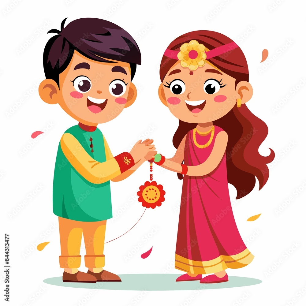 Raksha bandhan illustration of brother and sister Raksha bandhan illustration of brother and sister