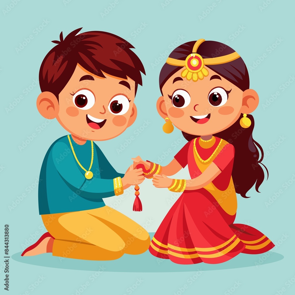 Raksha bandhan illustration of brother and sister Raksha bandhan illustration of brother and sister