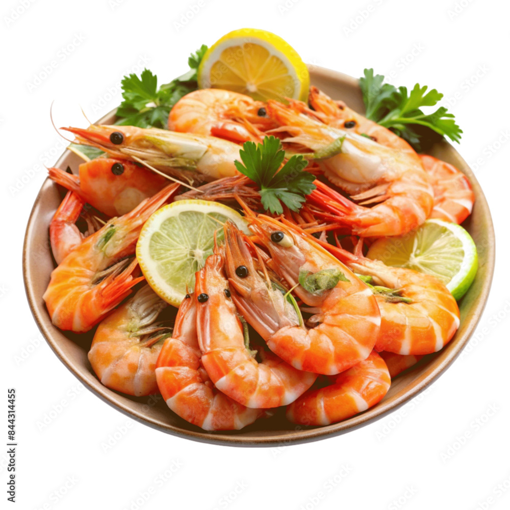 Delicious freshly cooked shrimps isolated on Transparent background. Delicious freshly cooked shrimps isolated on Transparent background.