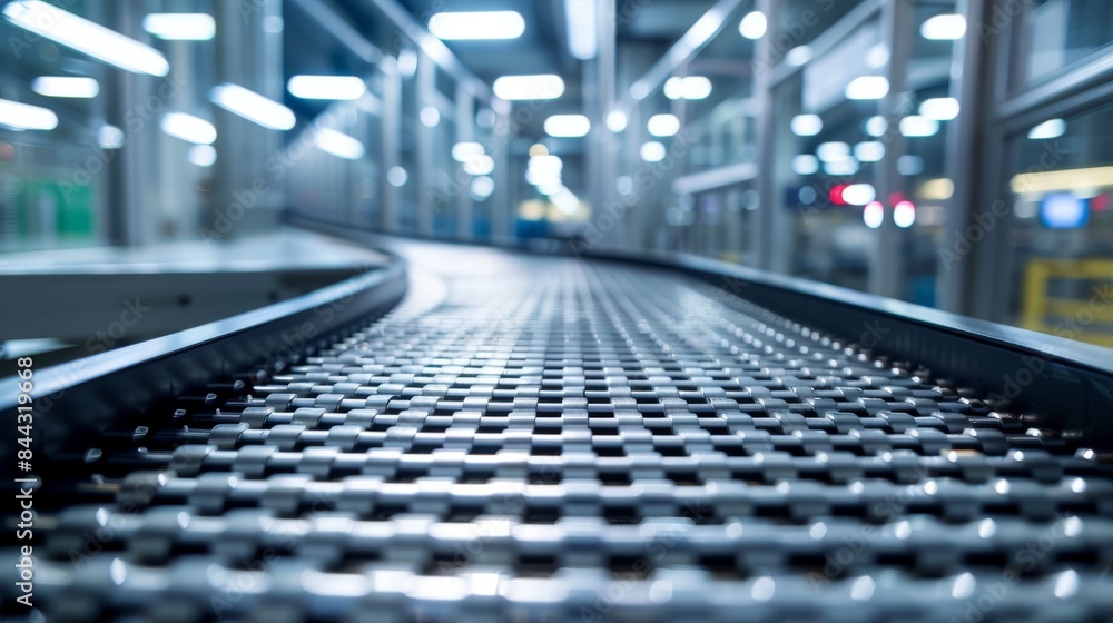 Fototapeta premium Precision Engineered Conveyor Belt Efficiency Close-Up