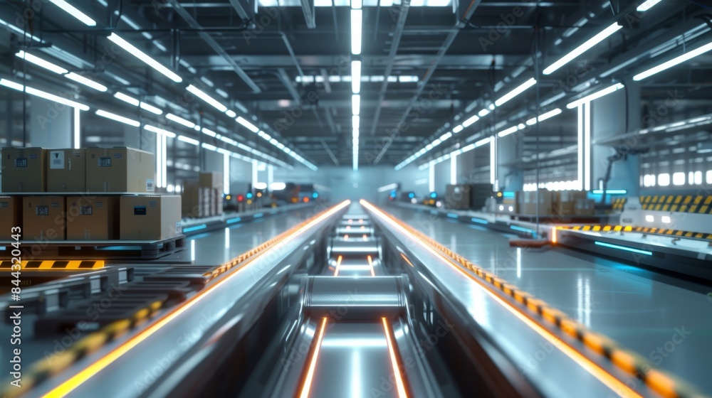 Future Transportation Hub Automated Packing Lines and Digital Route Planning in Bright, Clean Environment for Text Insertion Future Transportation Hub Automated Packing Lines and Digital Route Planning in Bright, Clean Environment for Text Insertion
