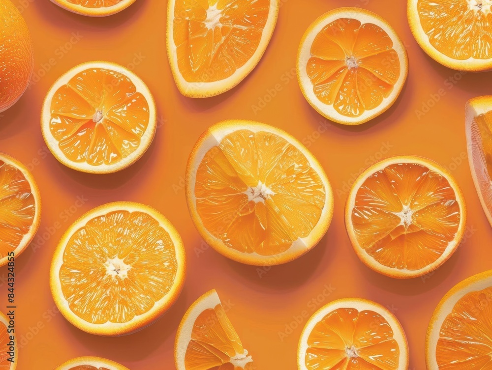 Orange Slices on Orange Background Orange Slices on Orange Background