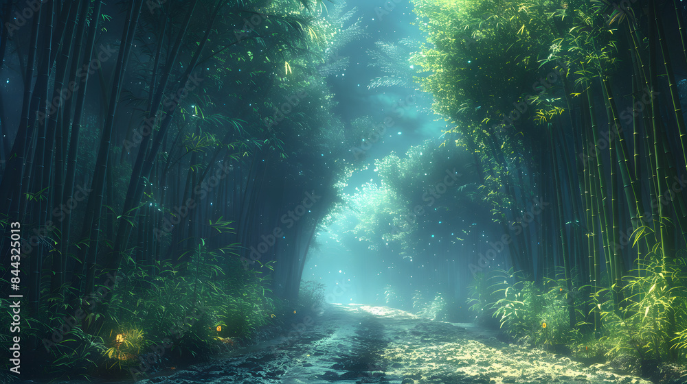 beautiful view of bamboo trees at night beautiful view of bamboo trees at night