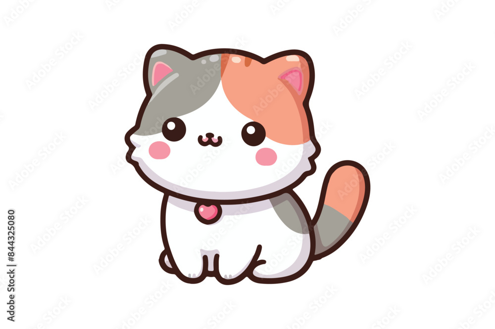 Naklejka premium Cute cartoon black and white cat silhouette vector illustrator with white background 