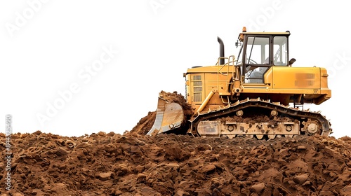 Wallpaper Mural Yellow Bulldozer Clearing Soil at Construction Site with Mountain Backdrop Torontodigital.ca