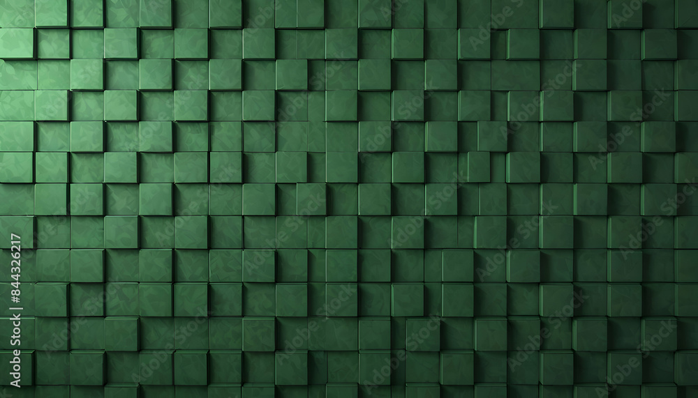 Fototapeta premium Abstract sqaure pattern green wall texture background