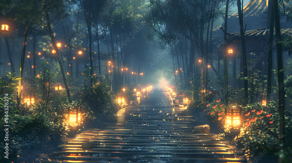 beautiful view of bamboo trees at night beautiful view of bamboo trees at night
