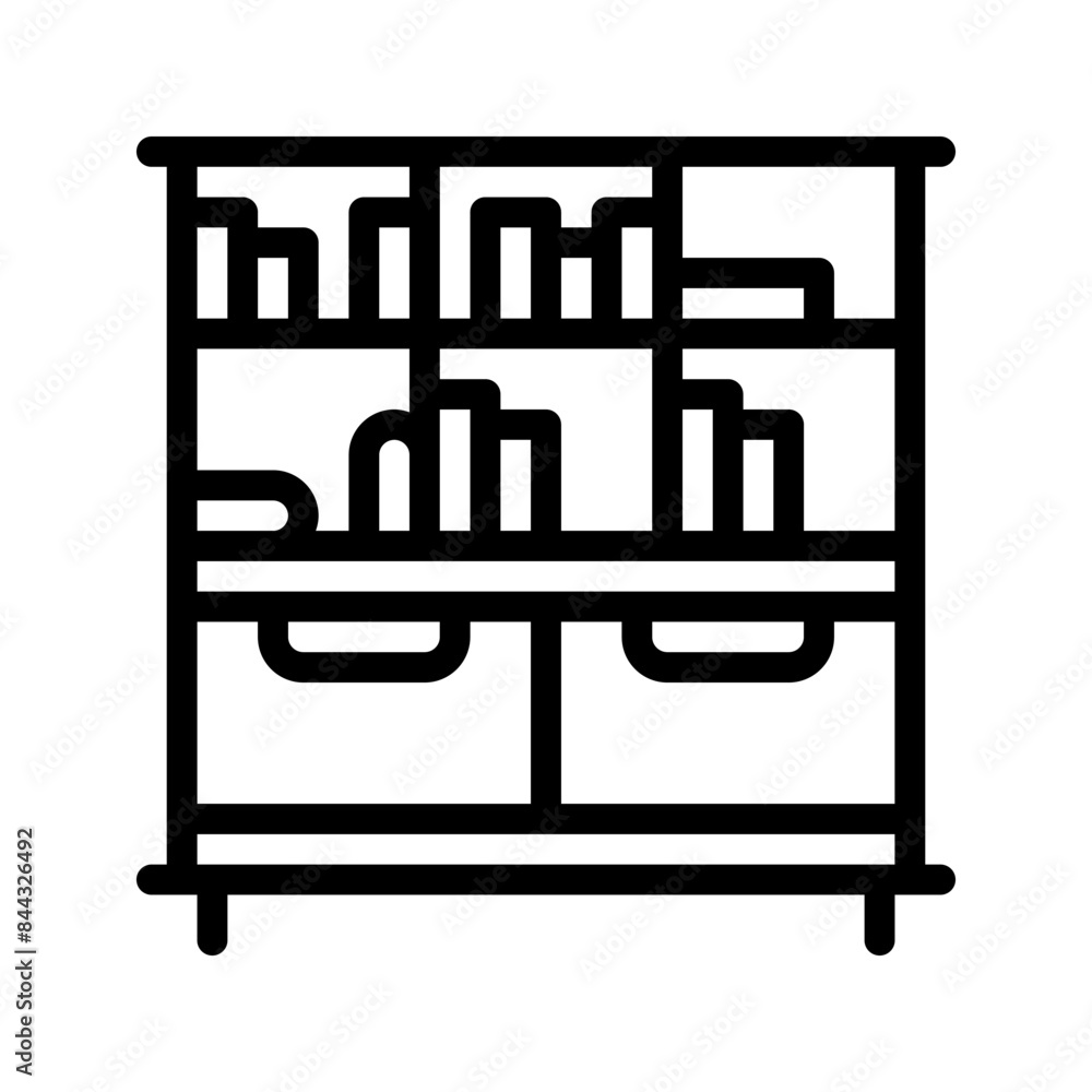 Fototapeta premium Bookshelf line icon. Student library cupboard. Can be used for websites, UI and mobile apps. Vector Illustrations.
