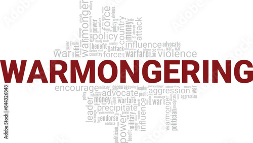 Warmongering word cloud conceptual design isolated on white background.