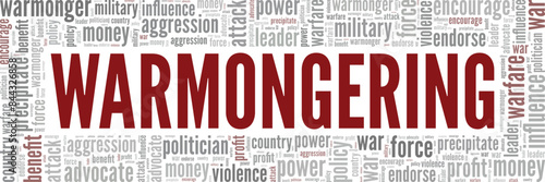 Warmongering word cloud conceptual design isolated on white background.