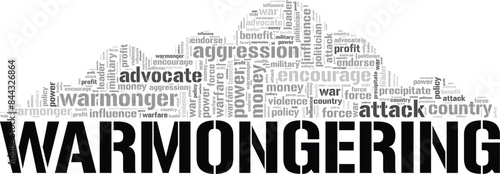Warmongering word cloud conceptual design isolated on white background.
