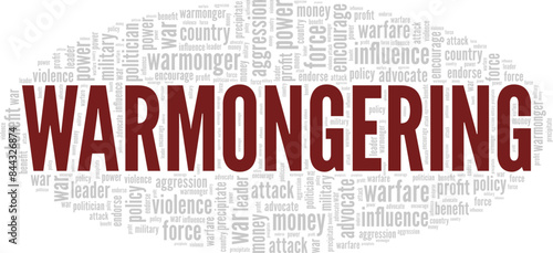 Warmongering word cloud conceptual design isolated on white background.