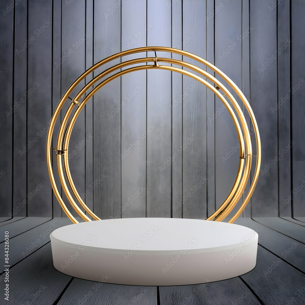 Elegant White Podium with Golden Circle: A 3D Luxury Concept Elegant White Podium with Golden Circle: A 3D Luxury Concept
