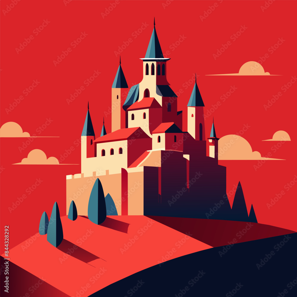 red CASTLES of old king vector illustration 2025 red CASTLES of old king vector illustration 2025