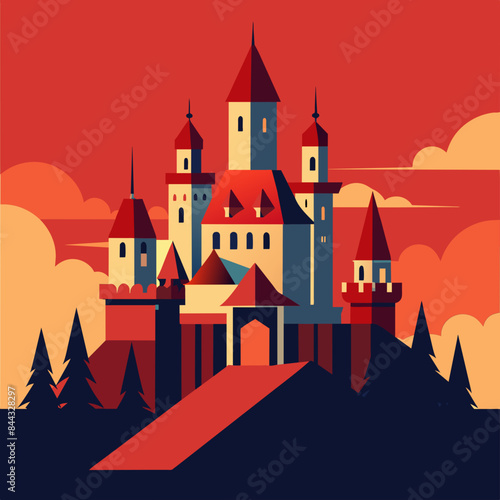 red CASTLES of old king vector illustration 2025