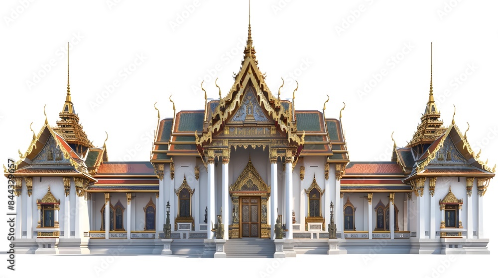 Fototapeta premium The Majestic Facade of Chakri Maha Prasat Hall,a Historical Architectural Gem in Bangkok,Thailand
