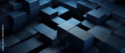 Corporate 3D abstract background, dark blue, geometric forms, modern design