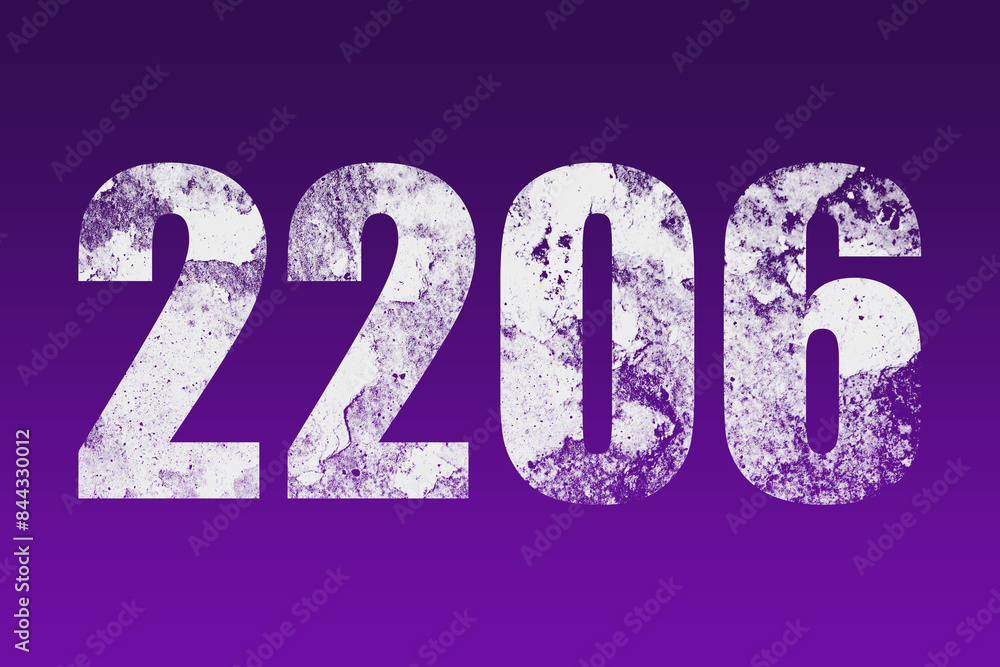 flat white grunge number of 2206 on purple background. flat white grunge number of 2206 on purple background.