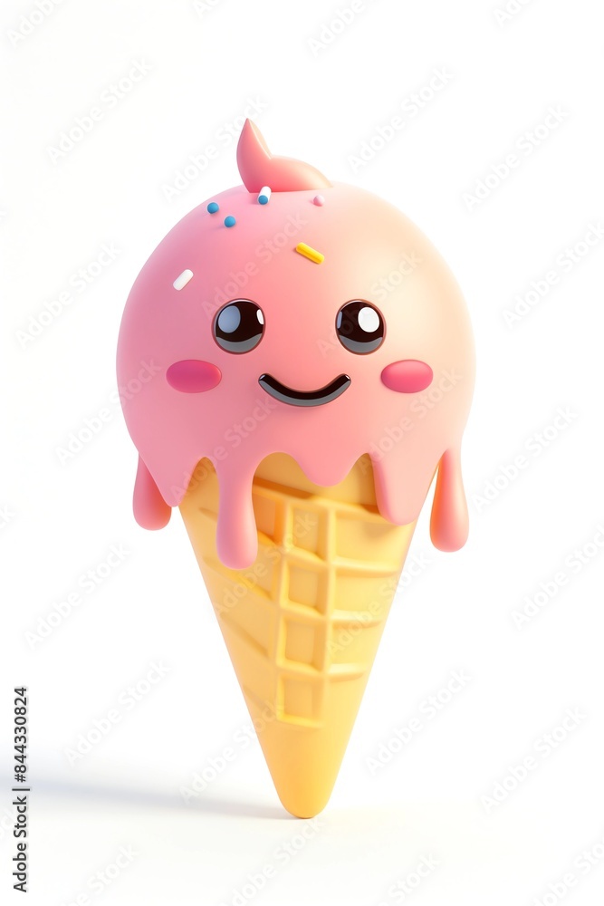 Cute ice cream with funny face Cute ice cream with funny face