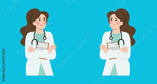 Illustration of a nurse holding a clipboard.