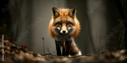 Navigating the dark forest A fox utilizes its keen senses to prowl. Concept Exploration, Wildlife, Survival, Nature, Fox, Nocturnal Wildlife, Sensory Perception, Forest, Shadows, Camouflage