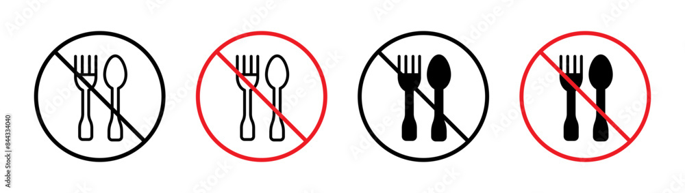 The no eating sign restricts food consumption in designated areas, with a clear prohibition symbol, vector icon, and warning label. The no eating sign restricts food consumption in designated areas, with a clear prohibition symbol, vector icon, and warning label.
