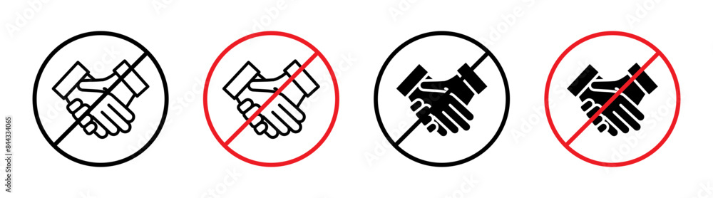 This no handshake sign warns against handshaking to prevent virus spread, featuring a prohibition symbol, warning label, and safety icon. This no handshake sign warns against handshaking to prevent virus spread, featuring a prohibition symbol, warning label, and safety icon.