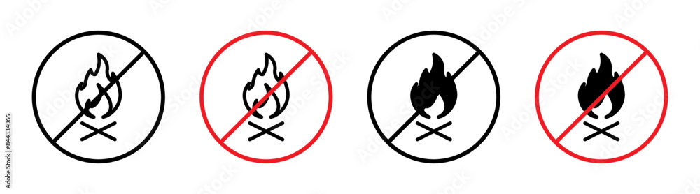 The no fire sign provides a clear warning against open flames, featuring a prohibition symbol, safety caution, and danger alert. The no fire sign provides a clear warning against open flames, featuring a prohibition symbol, safety caution, and danger alert.