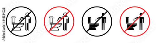 Prevent littering with this do not litter in toilet sign, highlighting a warning symbol, prohibited trash disposal, and clean lavatory message.