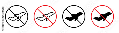 The don't fly sign offers a clear warning for prohibited flight activities, featuring a vector icon, safety label, and restricted flying notice.