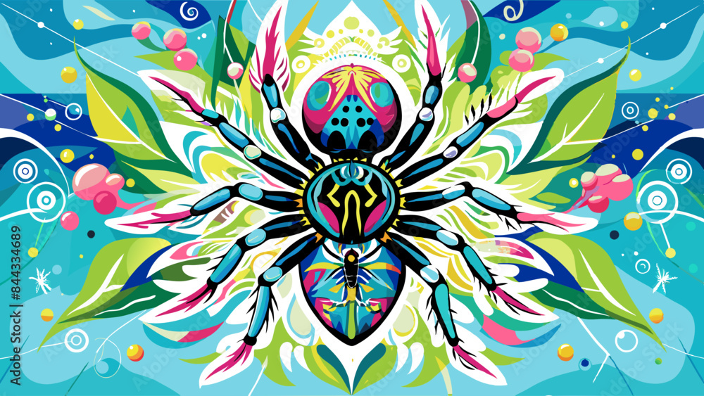 Vibrant Abstract Insect Totem with Floral Elements Vibrant Abstract Insect Totem with Floral Elements
