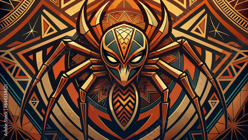 Abstract Bug Warrior Illustration in Tribal Art Style