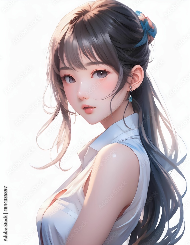 portrait of a young anime on white background portrait of a young anime on white background