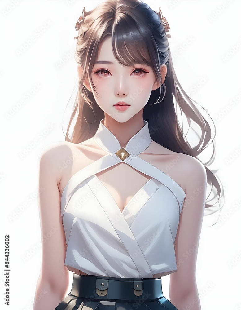 portrait of a young anime on white background portrait of a young anime on white background